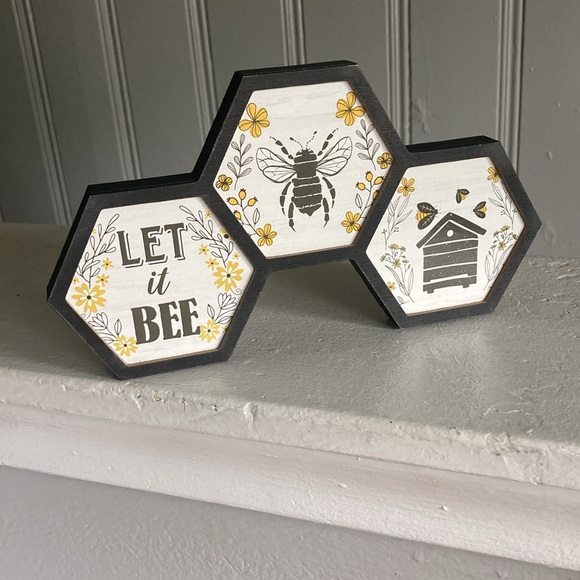 NWT- Black Wooden- Hexagonal- LET IT BEE 🍯🐝 Decoration Sign - Picture 10 of 14